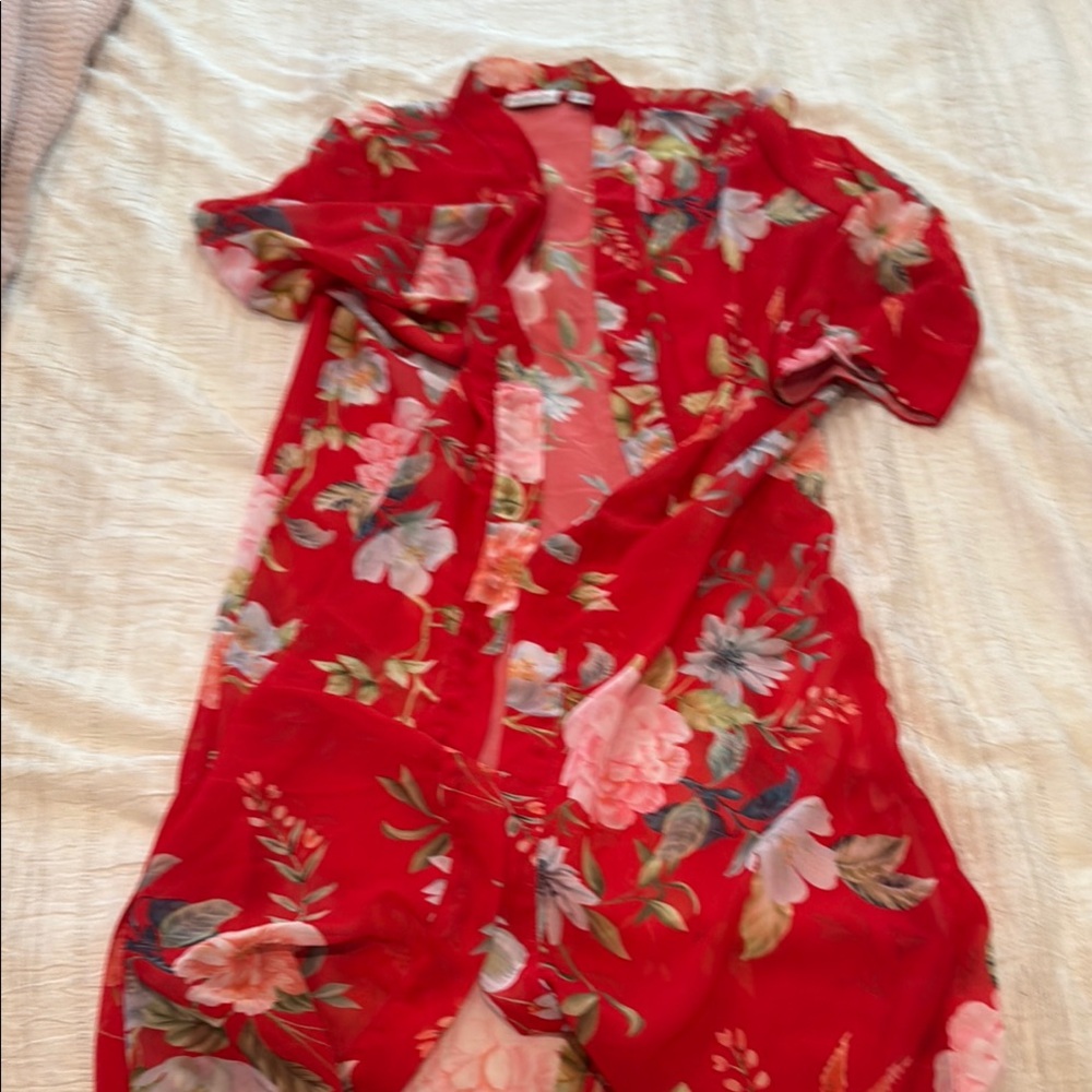 Floral Red Kimono